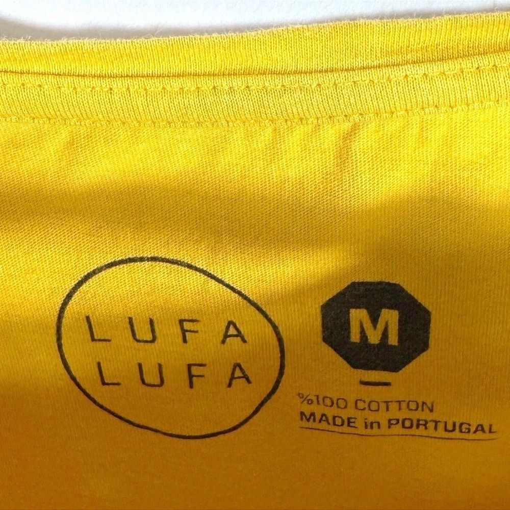 LUFALUFA Organic Cotton Graphic Tee Size Medium Mustard Yellow T-Shirt Portugal - Picture 5 of 6